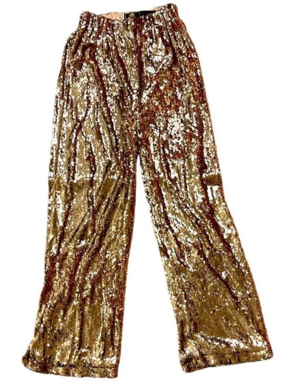 L&B Gold Sequin Wide-Leg Pants